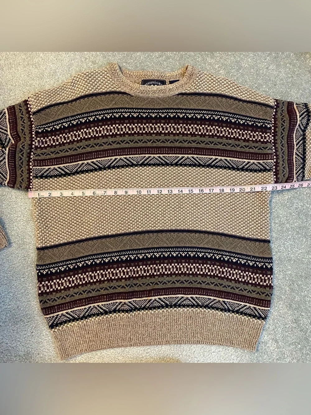 Woods and Gray Cotton Coogi Style Crewneck Pullover Vintage Mens Large‎